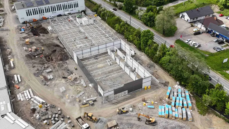 Viva Park Cieszyn under construction – steel structure of the building