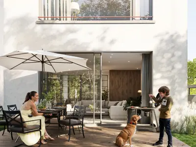Terrace by the living room with access to the garden