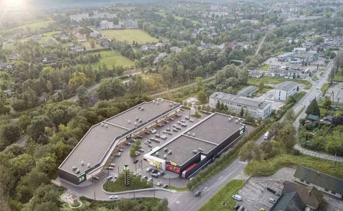 Dzienna wizualizacja Viva Park Cieszyn z lotu ptaka