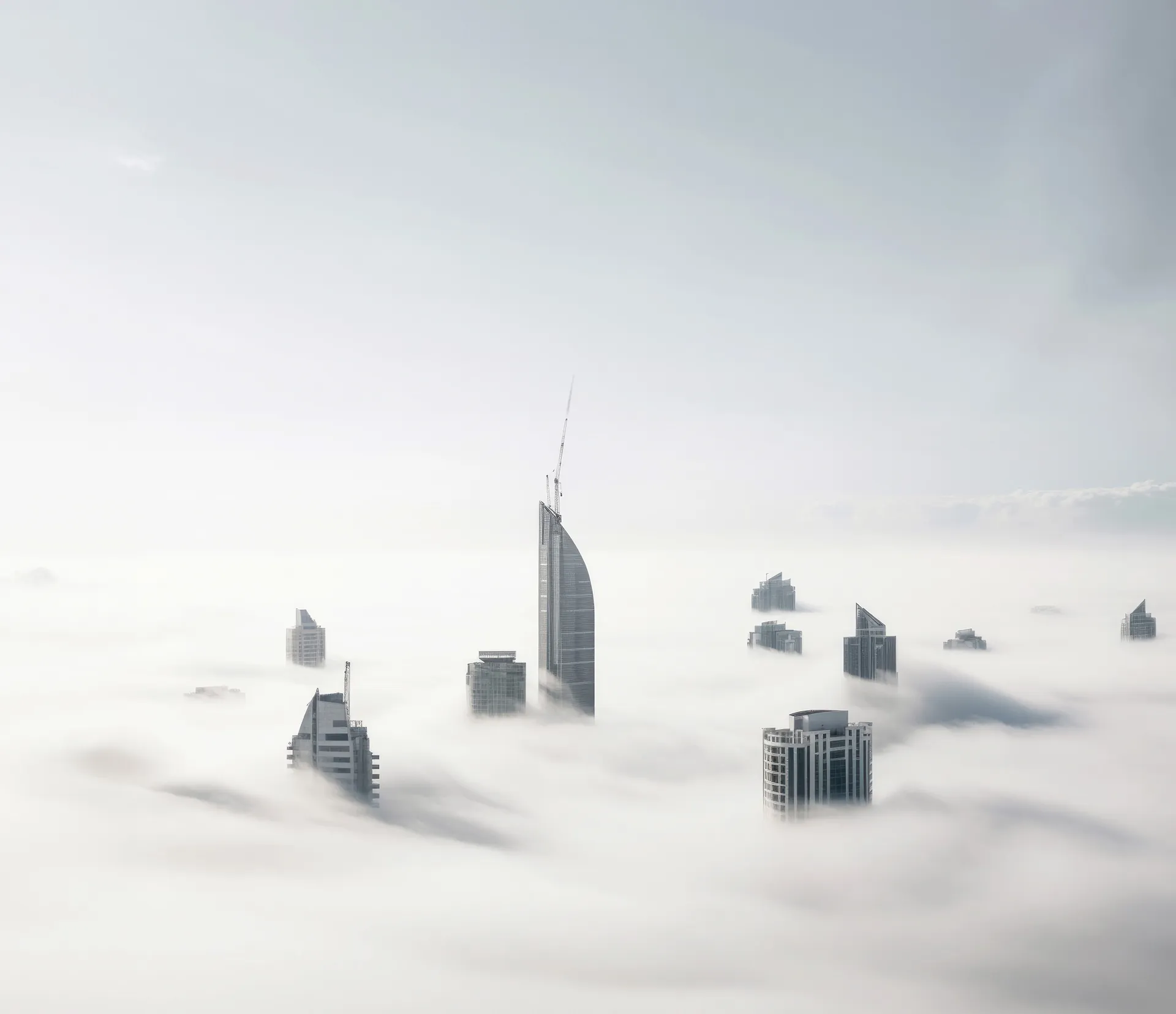 Skyscrapers rising above the clouds